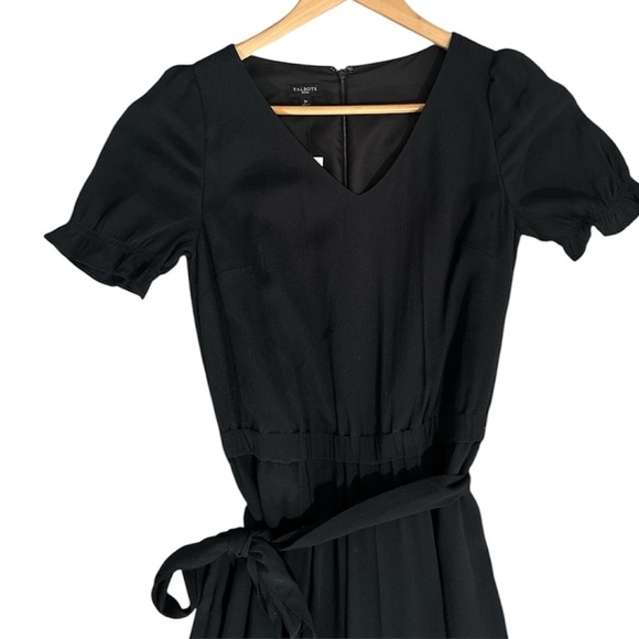 NWT! Talbots Black Crepe Jumpsuit, Short Sleeves, Size 2 Petite - Picture 3 of 9